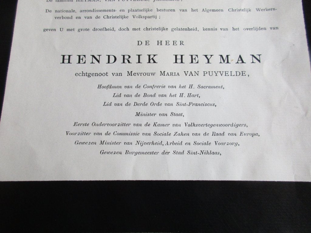 doodsbrief minister Hendrik Heyman, Verzenden