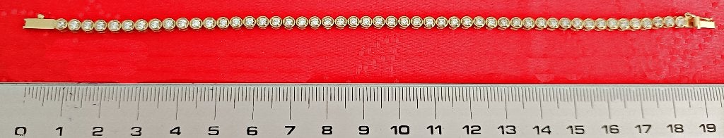 Bracelet or 18K "tennis" (rivière) 50 zircons, 20 cm, NEUF, Bijoux, Sacs & Beauté, Neuf, Or, Or, Enlèvement
