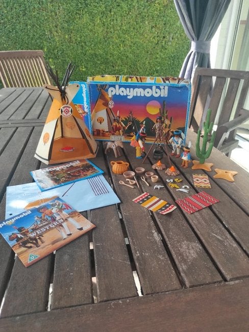 Zeldzaam Playmobil 3871 indianen tipi met doos instructies, Autres séries, Utilisé, Figurines, Kit complet