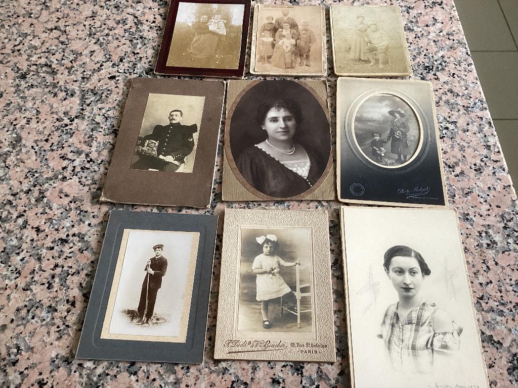 Lot van 9 oude foto’s op karton, Verzamelen, Foto's en Prenten, Ophalen of Verzenden, Voor 1940, Gebruikt, Foto