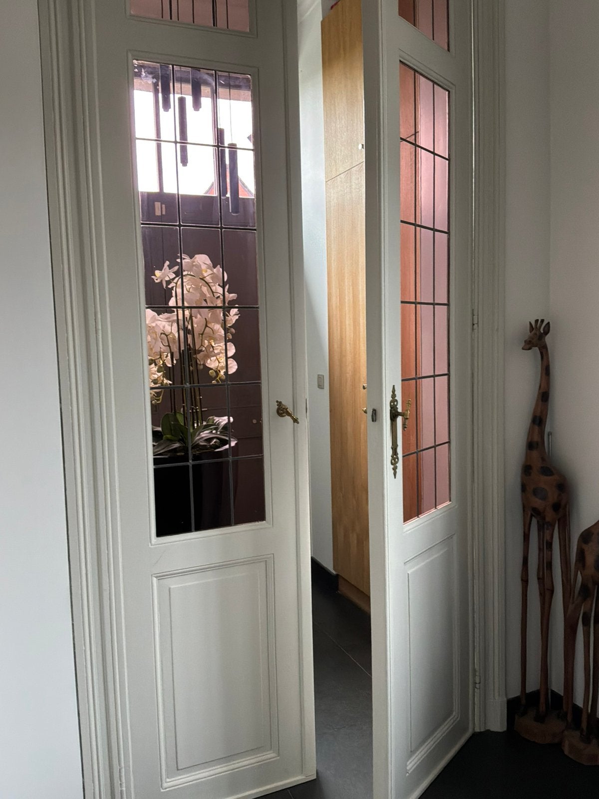 Authentieke dubbele houten deur uit herenhuis – 3,04 m hoog, Enlèvement, Comme neuf, Verre, Porte intérieure