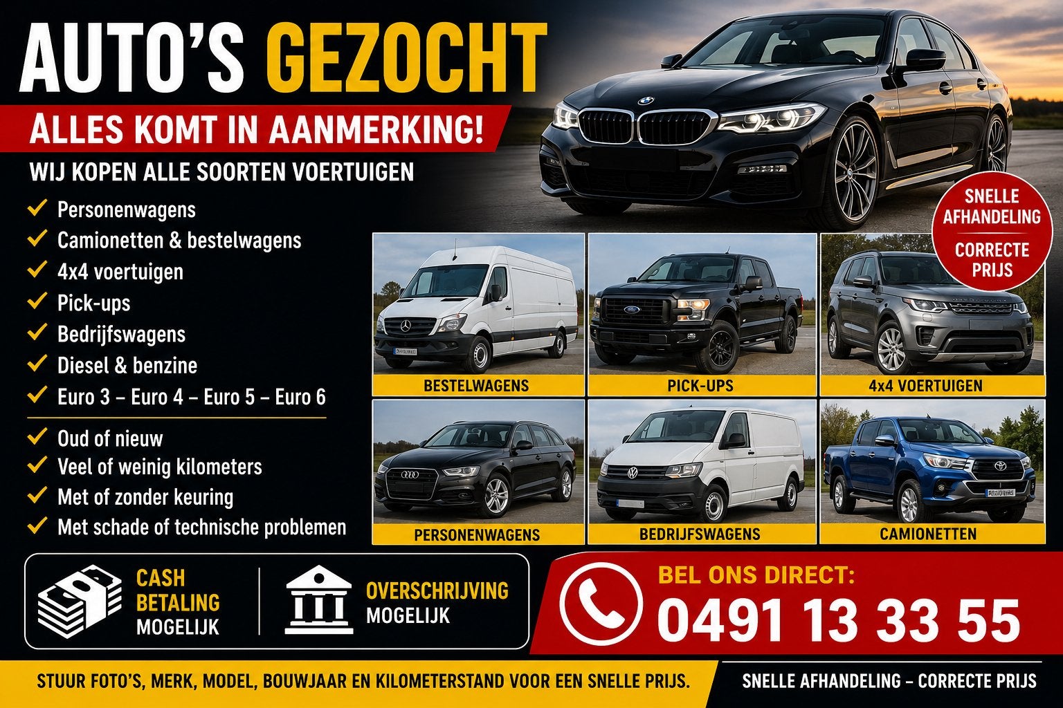 AUTO’S GEZOCHT – ALLES KOMT IN AANMERKING, Ophalen