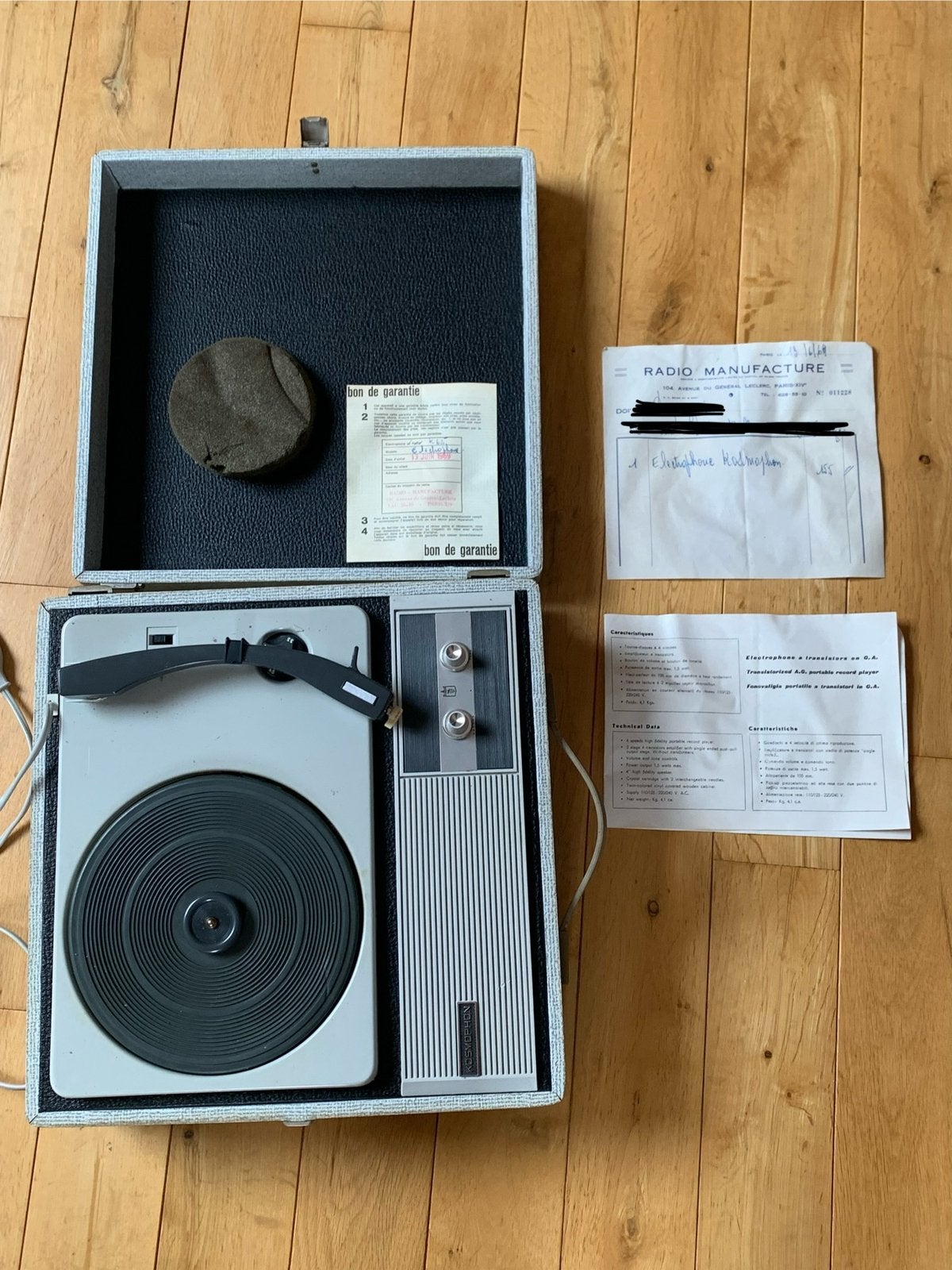 Tourne disque portable vintage 1969 4 vitesses, Enlèvement ou Envoi, Comme neuf, Pièce tourne-disques, Autres marques