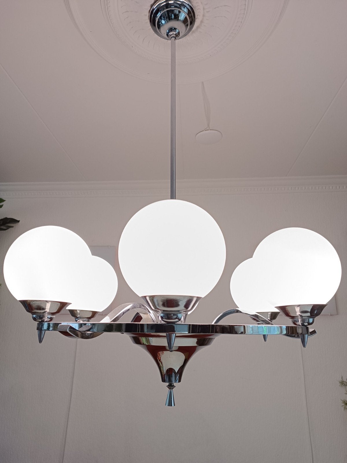 Grande lampe à vaisselle art déco française, lustre 1930, Antiquités & Art, Enlèvement