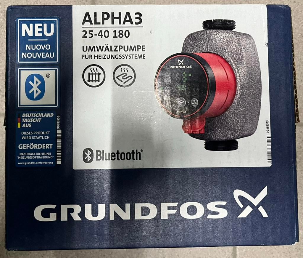Grundfos Alpha 3 25-40 180 Circulatiepomp, Hoog rendement (Hr), Radiator, Nieuw, Ophalen of Verzenden