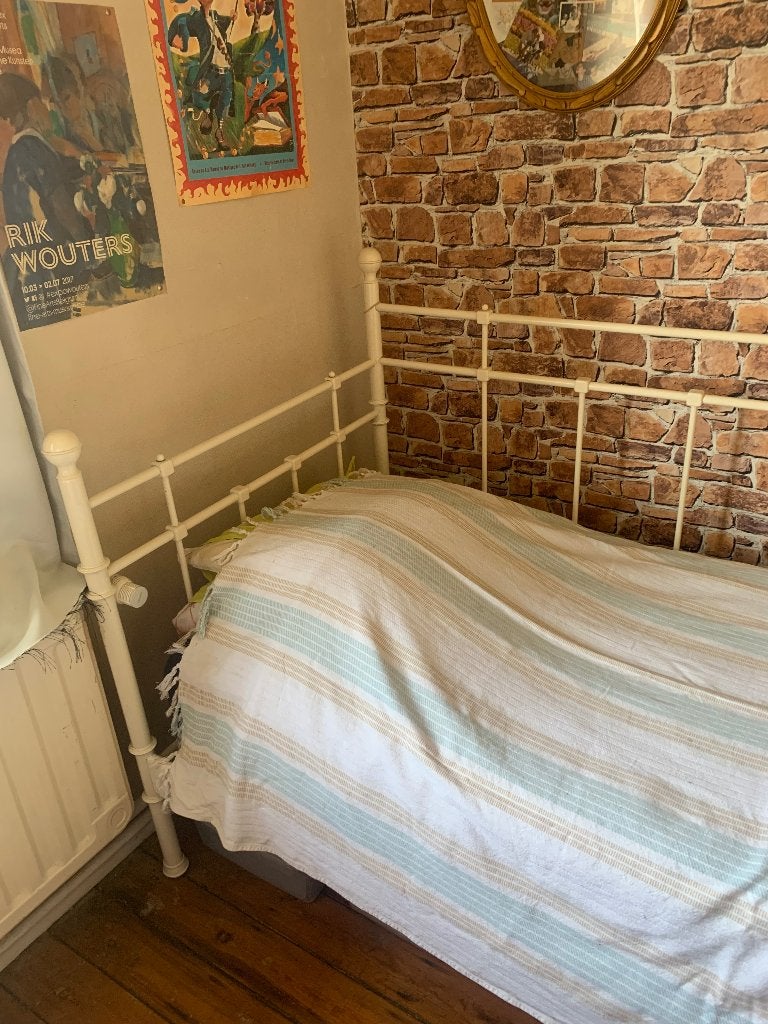 Ikea 1 persoons wit metalen bed, Huis en Inrichting, Slaapkamer | Bedden, Ophalen, Zo goed als nieuw, Wit, Metaal