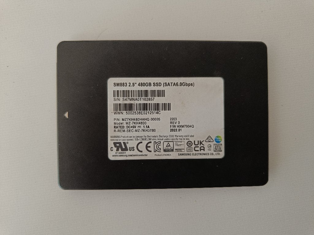 Samsung SM883 480GB 2,5"SSD voor bedrijven SATA MZ7KH480HAHQ, Intern, Nieuw, Ophalen of Verzenden, Samsung