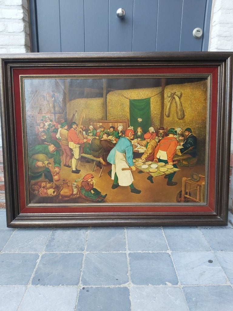 schilderij Breughel maaltijd, Antiquités & Art, Enlèvement, Encadré, Autres sujets