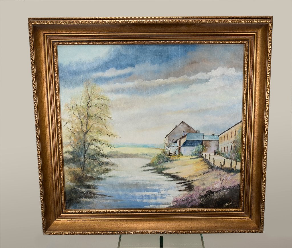 Peinture à l'huile paysage — signée — encadrée, Antiquités & Art, Art | Peinture | Classique, Enlèvement ou Envoi