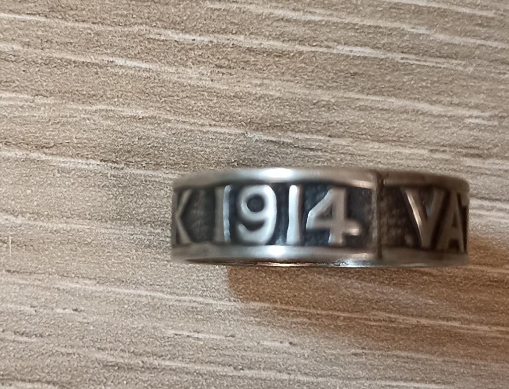 Bague patriotique Allemande "VATERLANDSDANK 1914" ww1, Collections, Envoi, Armée de terre, Autres types