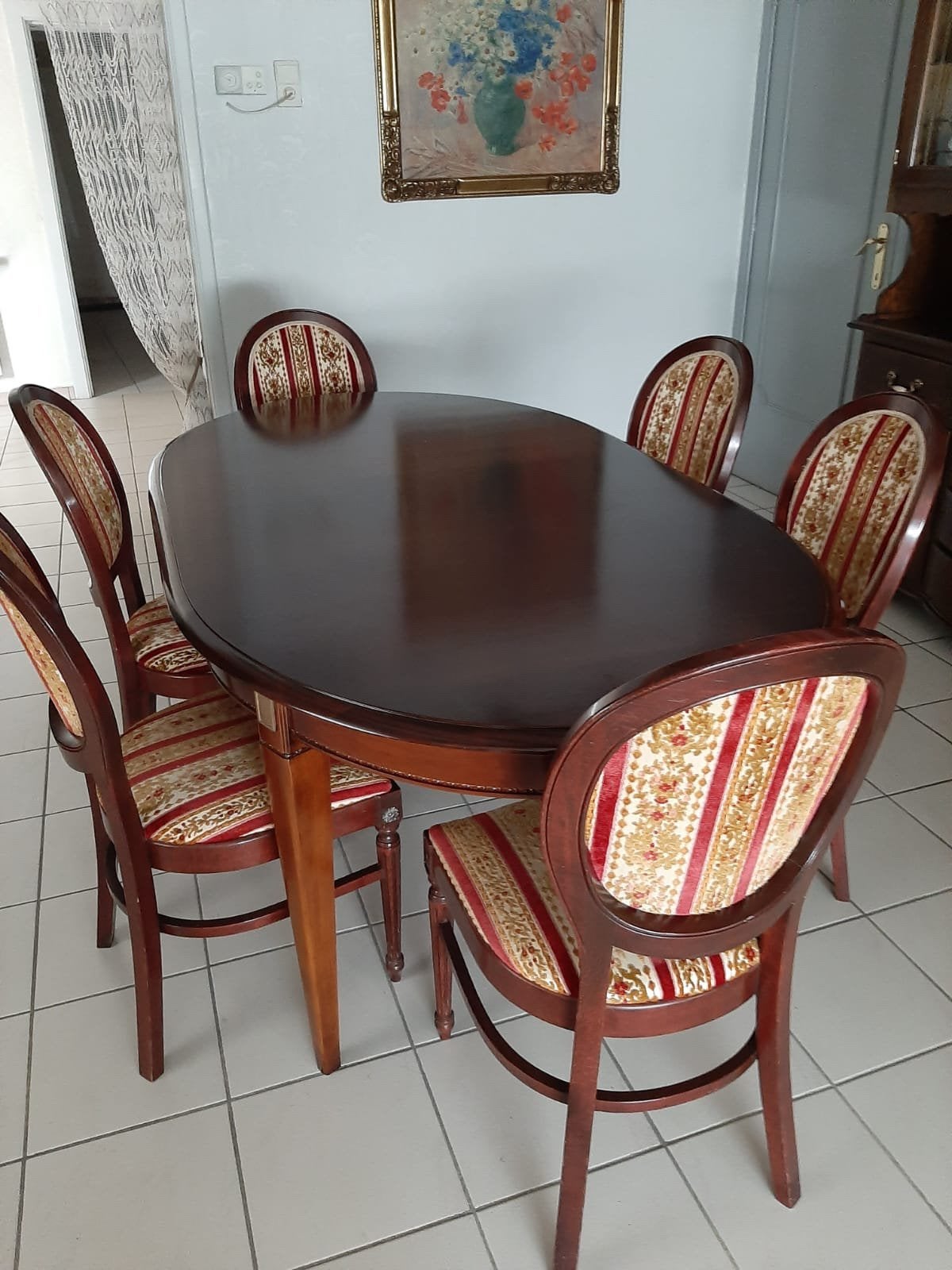 Table et chaises en acajou, Maison & Meubles, Enlèvement, Utilisé, 4 à 6 chaises