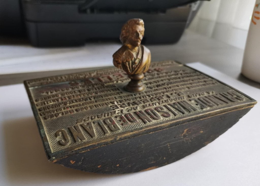 Zeldzame antieke bronzen drukplaat/blotter Brussel ca.1900, Antiek en Kunst, Ophalen, Koper