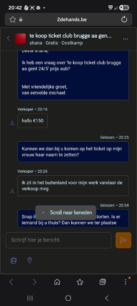 Ticket club brugge  aa gent oplichting!! Shana oostkamp, Tickets en Kaartjes