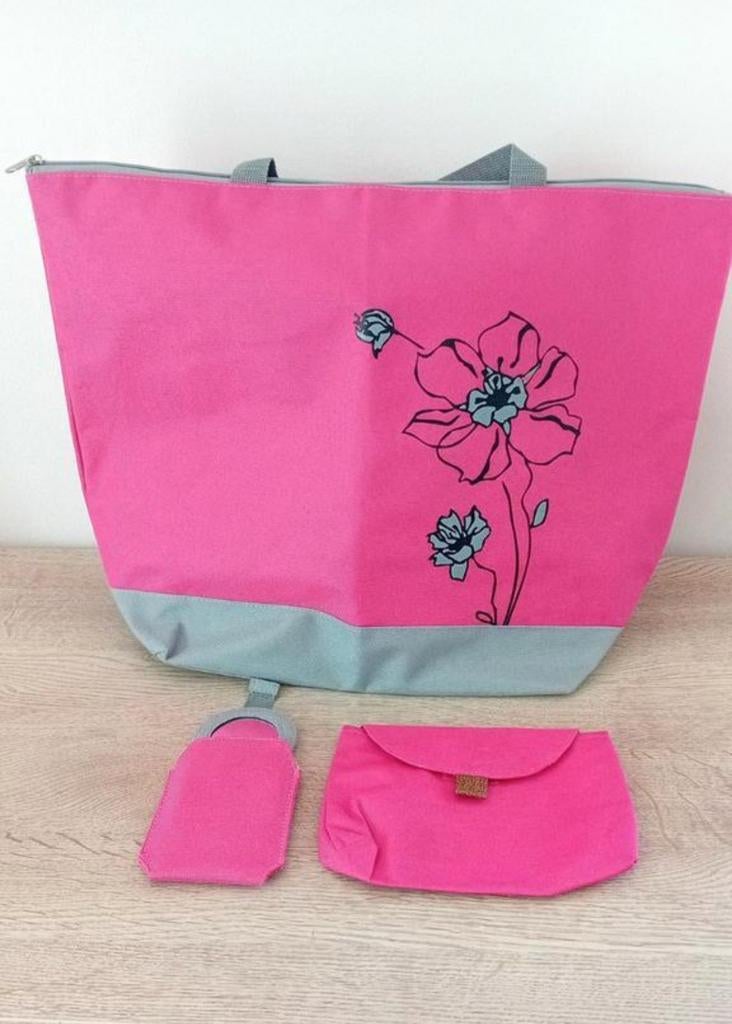 Grand sac de voyage avec pochette et miroir, Neuf, Enlèvement ou Envoi, Rose, 35 à 55 cm
