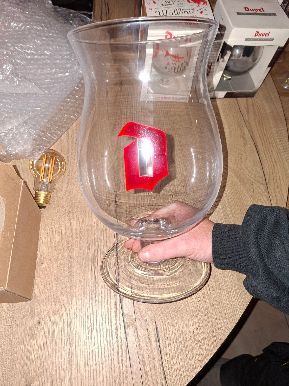 3L Duvel glas - Bordeaux kleurig, Verzamelen, Ophalen of Verzenden, Nieuw, Glas of Glazen, Duvel