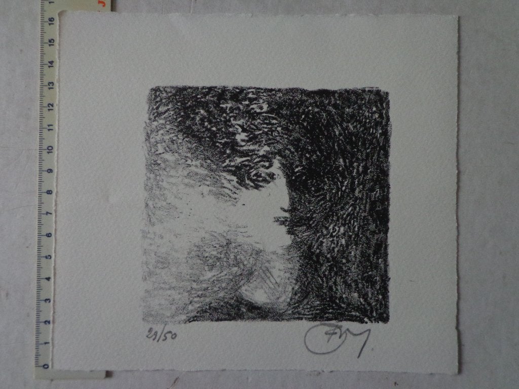litho van Frans Minnaert uit 1987 "Vrouwenhoofd", Antiquités & Art, Enlèvement ou Envoi, Numéroté, Lithographie, Portraits et figures