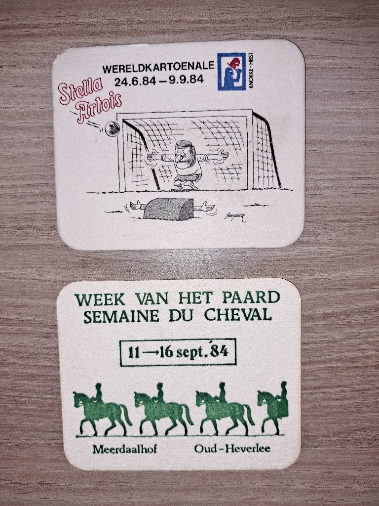 Bierviltje stella artois R/V - week van het paard 1984, Ophalen of Verzenden, Zo goed als nieuw, Viltje(s), Stella Artois