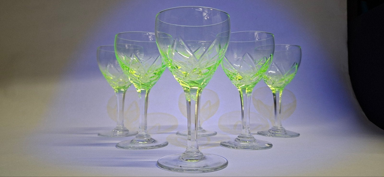 uraniumglazen kristal set VSL, Antiek en Kunst, Ophalen
