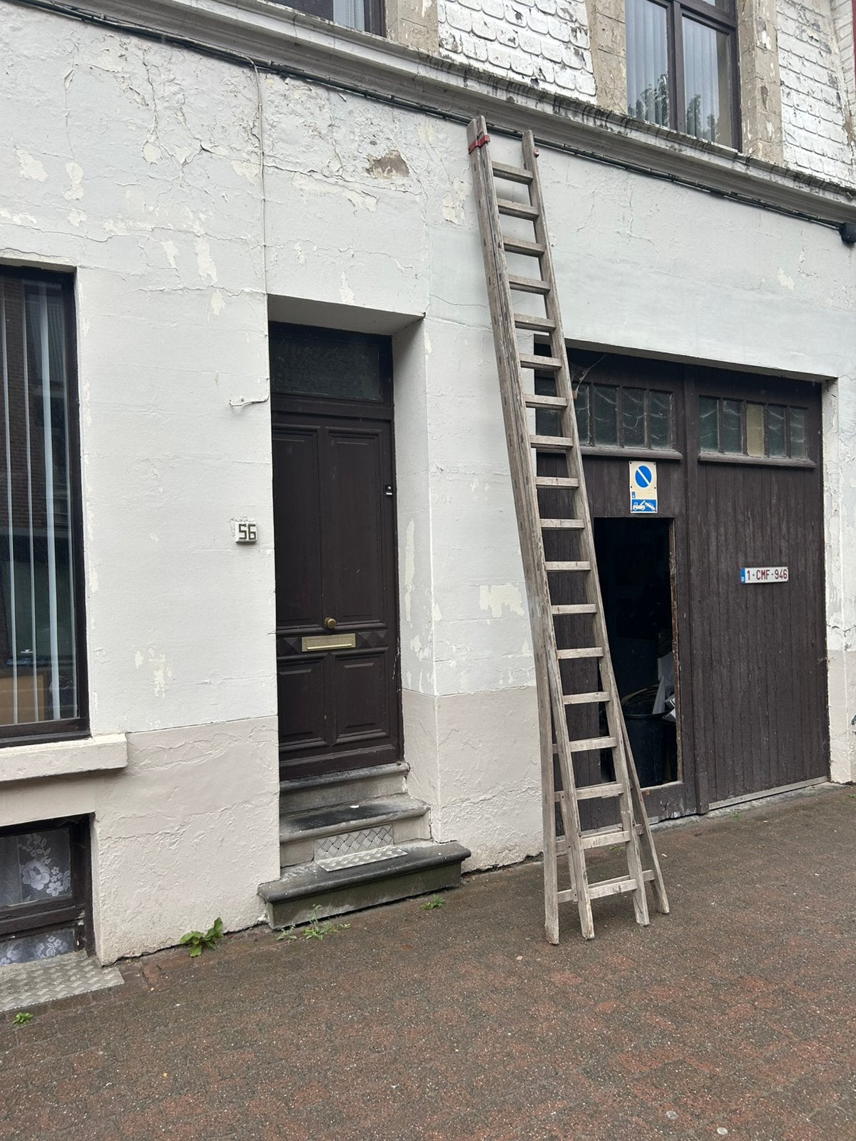 Houten ladder 2* 18 treden, Ophalen, Ladder