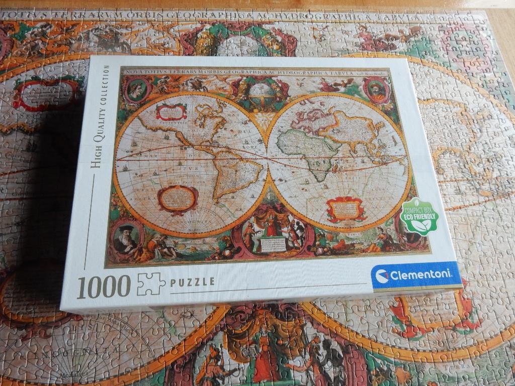nr.725 - Puzzel - old map - 1000 stukjes, Ophalen of Verzenden, 500 t/m 1500 stukjes, Legpuzzel