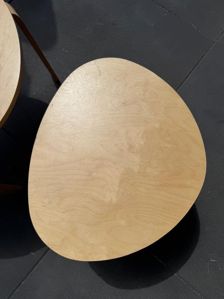 2 bijzettafels in berkenfineer, Ophalen, Minder dan 45 cm, Scandinavisch, 55 tot 75 cm