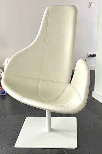 Fauteuil pivotant Moroso Fjord Relax, cuir blanc, pied blanc, Maison & Meubles, Enlèvement ou Envoi, Modern, strak, minimalistisch, japandi