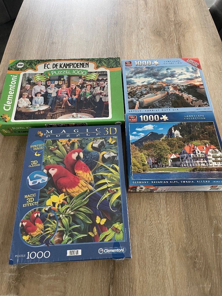 4 puzzels , 1000 stuks, Ophalen, 500 t/m 1500 stukjes, Zo goed als nieuw