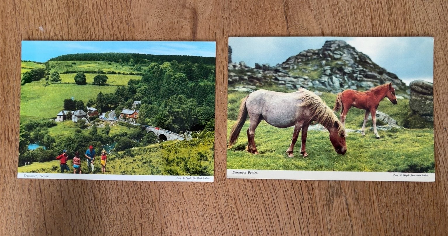 UK - 2x John Hinde postkaarten Dartmoor Devon, Verzamelen, Verzenden, 1960 tot 1980, Ongelopen, Engeland