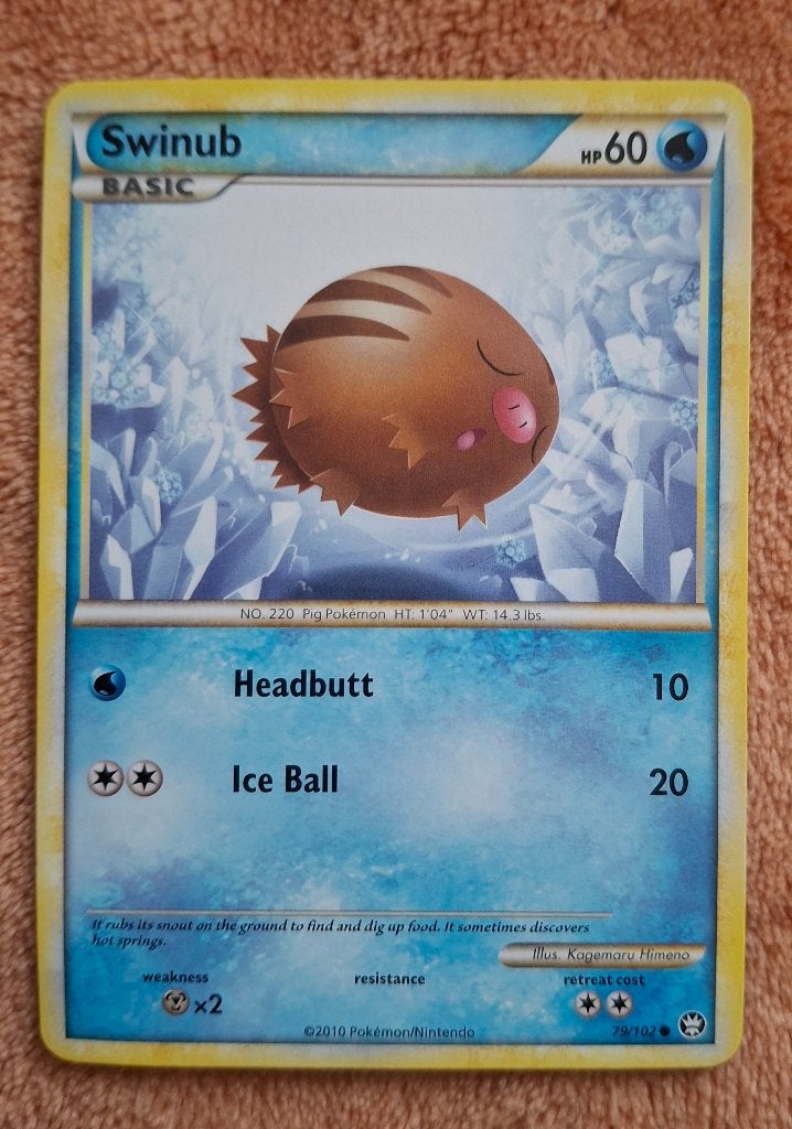 Triumphant Swinub 79 Pokémon kaart te ruil., Hobby en Vrije tijd, Verzamelkaartspellen | Pokémon, Zo goed als nieuw, Meerdere kaarten