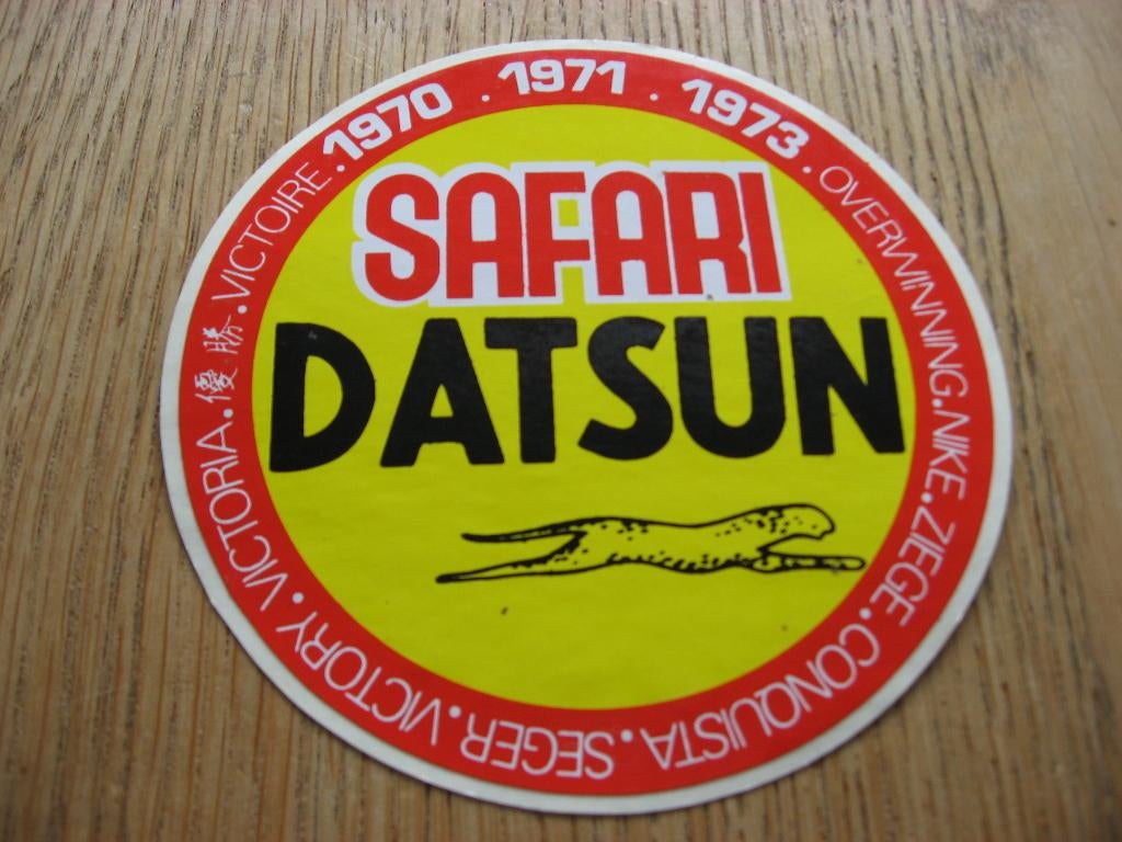 1970 1971 1973 Safari Rally Datsun Vintage Sticker Victory, Verzamelen, Ophalen of Verzenden, Nieuw, Auto of Motor
