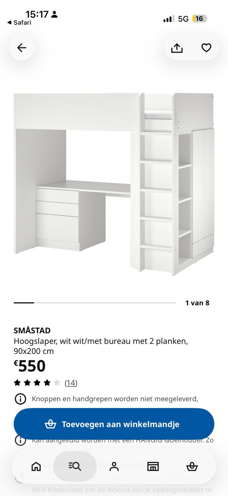 Hoogslaper te koop!, Huis en Inrichting, Ophalen, Gebruikt, Hoogslaper