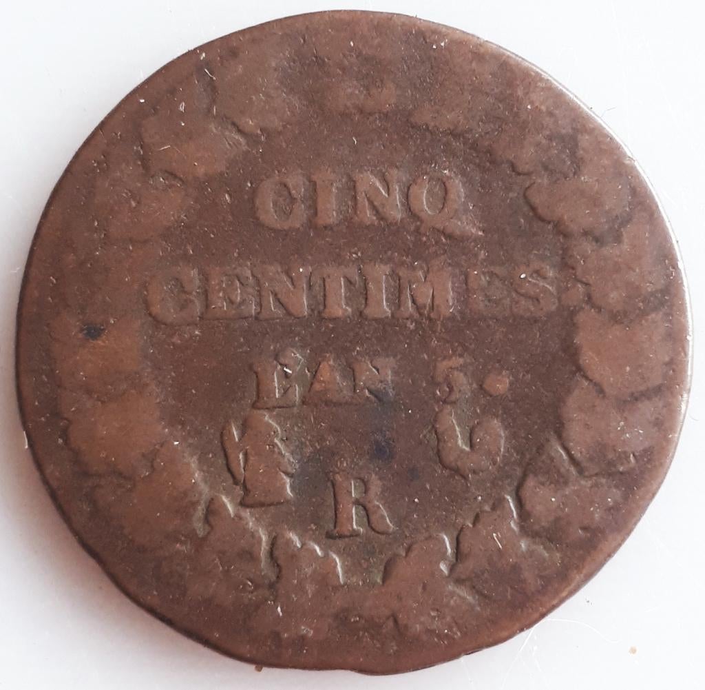FRANKRIJK : 5 CENTIMES L'AN 5 C 135 MOOIE STAAT !, Ophalen of Verzenden, Frankrijk, Losse munt