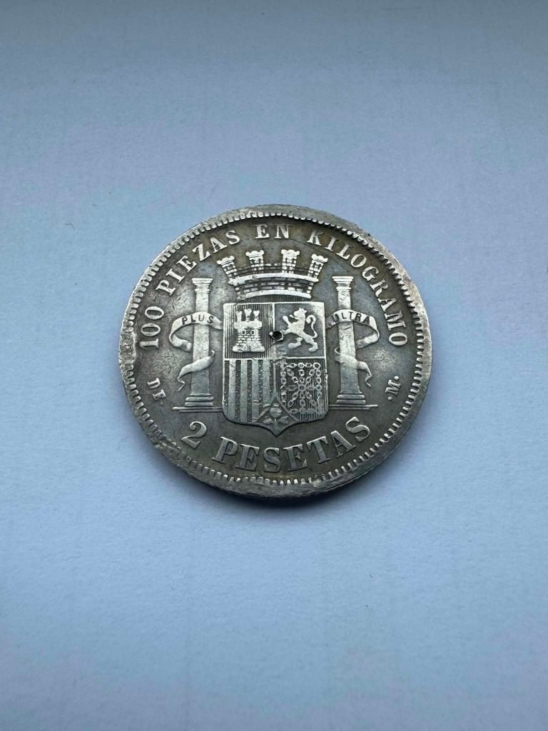 Espagne - 2 pesetas 1870 (argent), Enlèvement ou Envoi, Autres pays, Monnaie en vrac, Argent