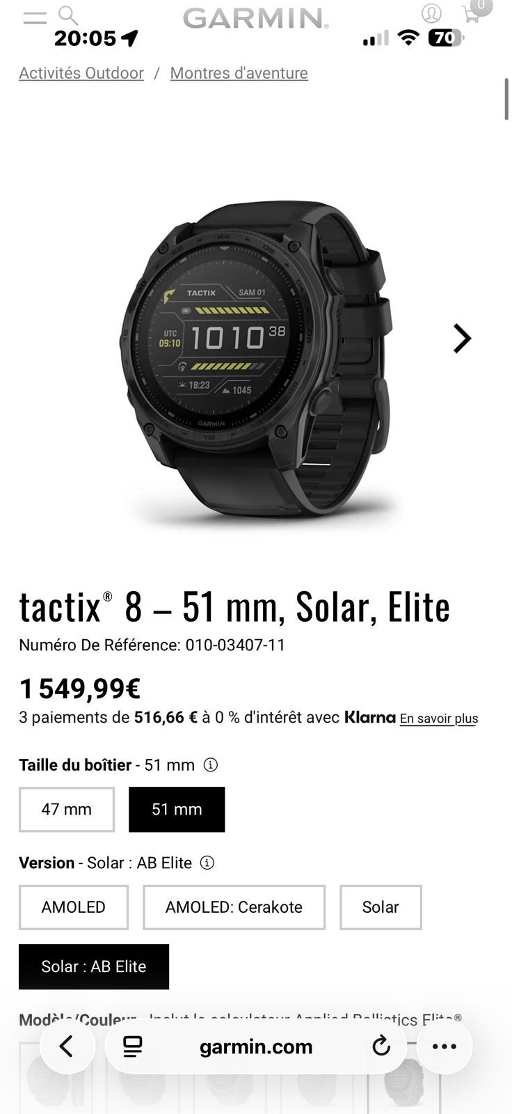 Garmin Tactix 8 – 51 mm – Édition AB Elite – Comme neuve, Enlèvement ou Envoi, État, Comme neuf