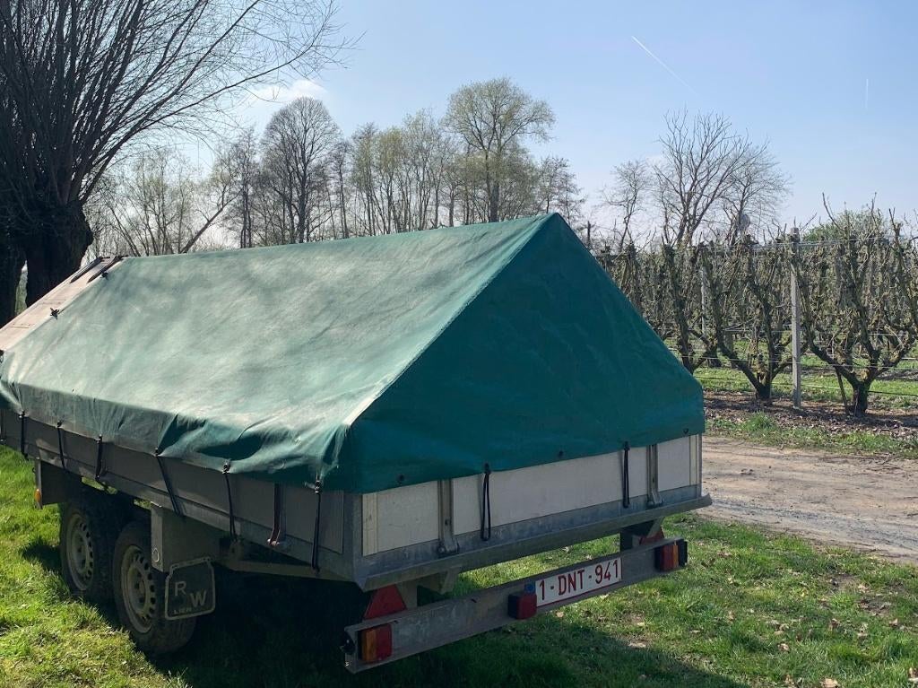 Dubbel-as aanhangwagen met afdekzeil – MTM 2000 kg, Ophalen, Gebruikt