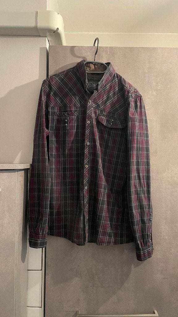 PÉPÉ JEANS bordeauxrood zwart SHIRT met lange mouwen M, Ophalen of Verzenden, Zo goed als nieuw, Meerkleurig, Pepe jeans