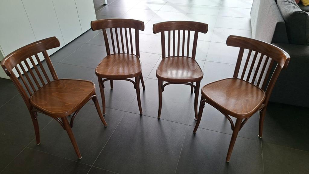 4 caféstoelen retro vintage hout, Huis en Inrichting, Stoelen, Ophalen, Hout