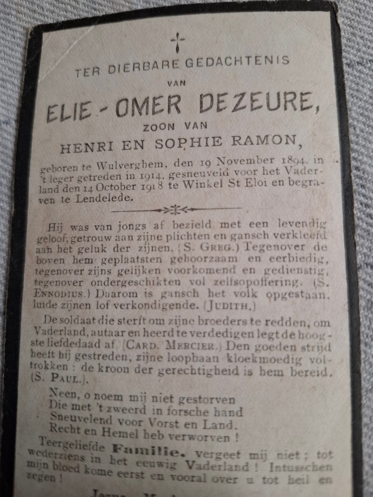 gesneuveld voor het vaderland 1918, Ophalen of Verzenden