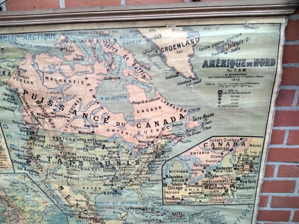 Zeer   oude   schoolkaart   van  noord   amerika, Enlèvement ou Envoi