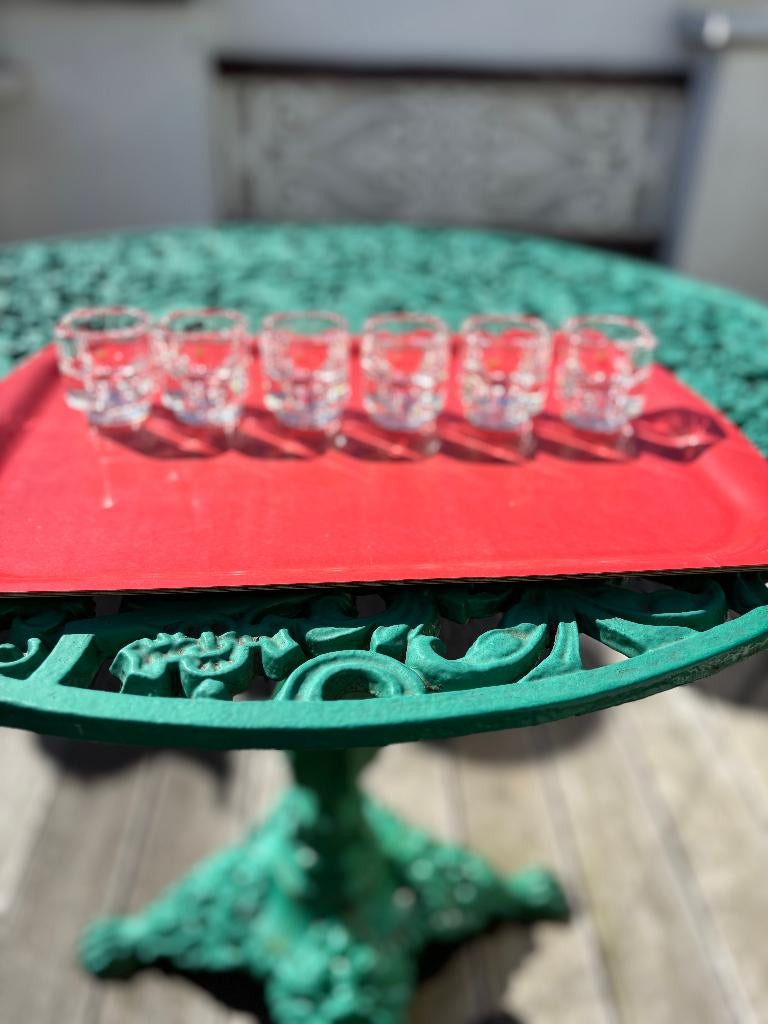 6 Vintageglazen met merk "Gulf" - serie Arno, Verzamelen, Ophalen of Verzenden, Zo goed als nieuw, Borrel- of Shotglas