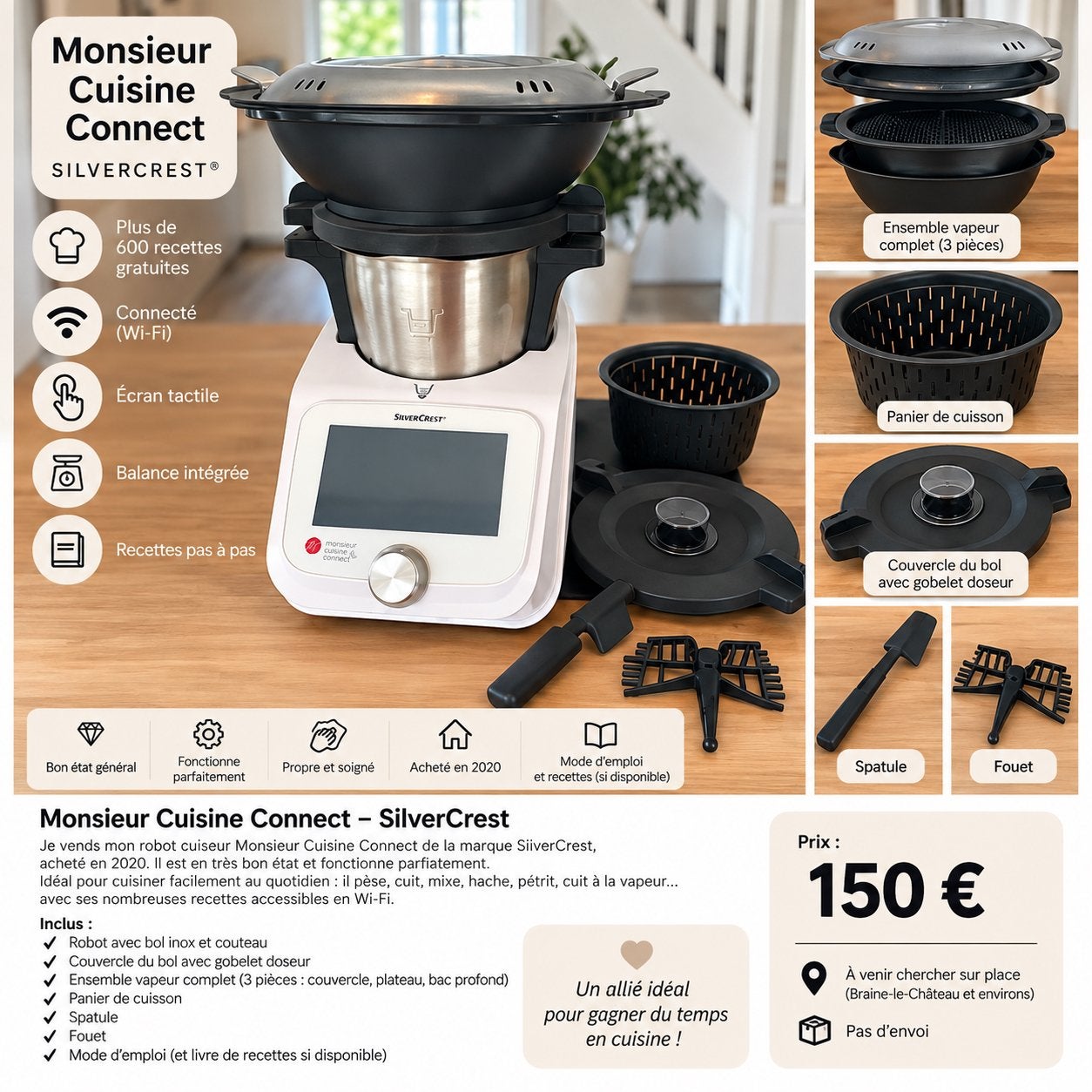 Monsieur Cuisine Connect SilverCrest – complet, Enlèvement, Comme neuf