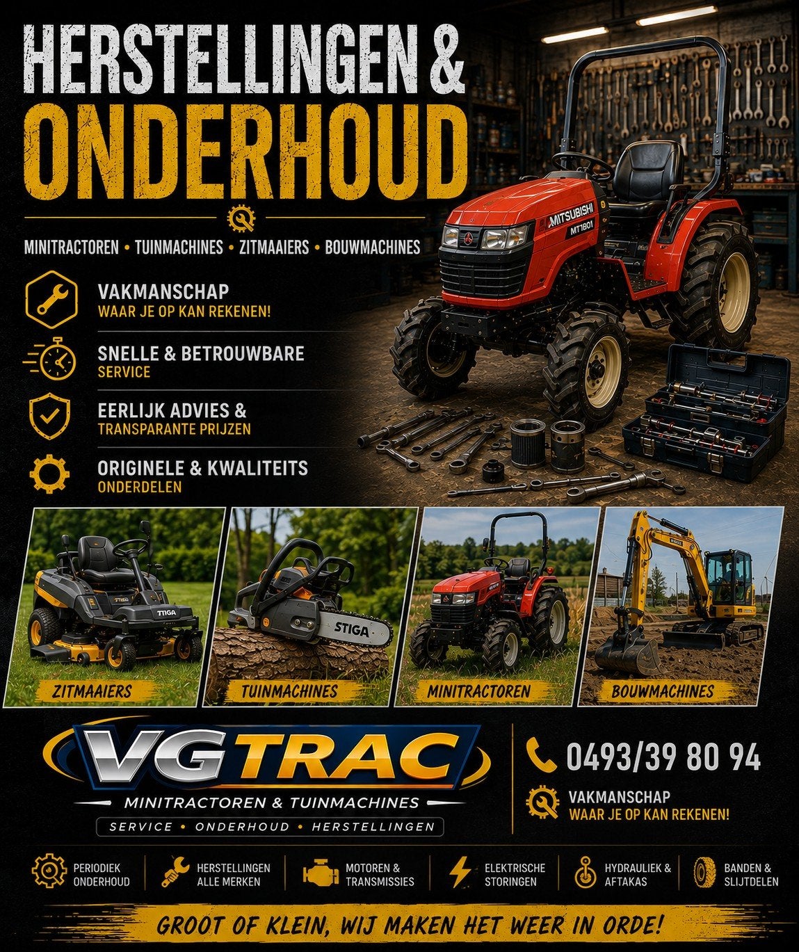 Onderhoud en Herstellingen van alle tuinmachines, Tuin en Terras, Zitmaaiers, Ophalen