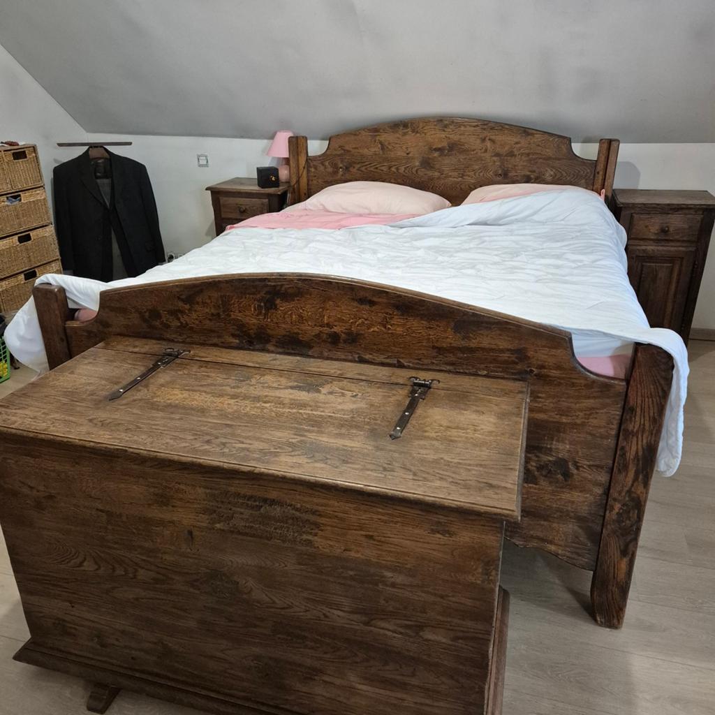 Massief eikenhouten boerderijmeubilair, Ophalen, Zo goed als nieuw, Tweepersoons, Bruin