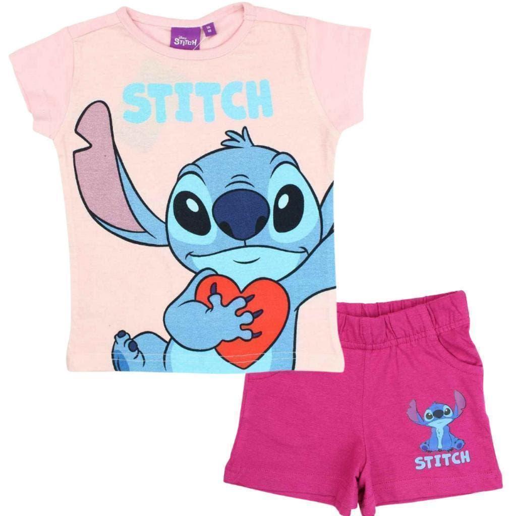 Stitch Shortama Cerise - Maat 98 - 104 - 110 - Katoen, Kinderen en Baby's, Kinderkleding | Maat 110, Disney, Nacht- of Onderkleding