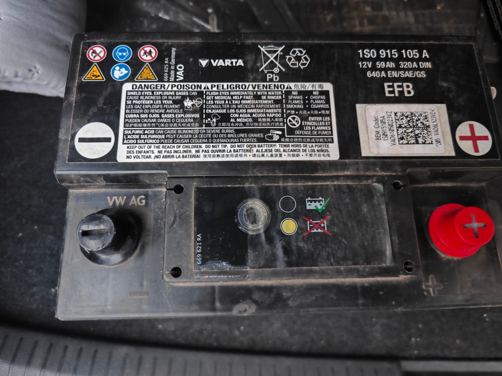 Batterie VARTA EFB 12V 59Ah 640A – origine VW + start/stop, Autos : Pièces & Accessoires, Enlèvement, Volkswagen