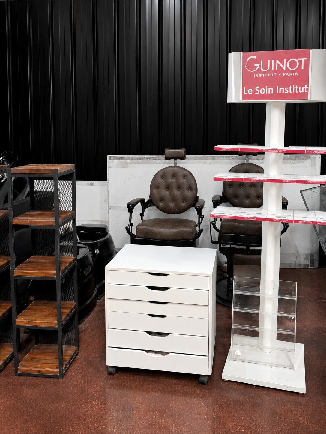 Lot Complet de Mobilier Professionnel pour Salon de Coiffure, Enlèvement ou Envoi, Noir, Bois