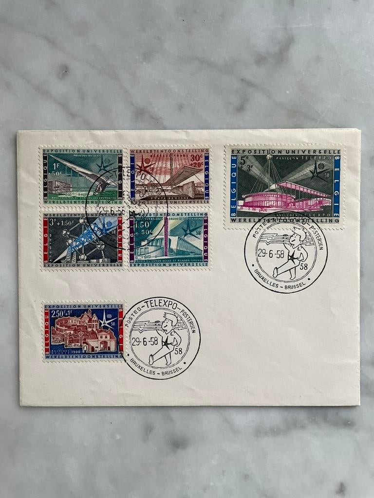 Enveloppe Expo 58 timbres, Enlèvement ou Envoi