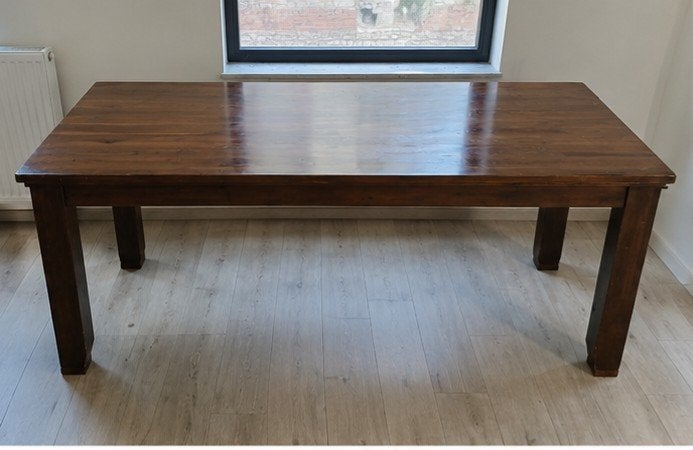 Massief houten eettafel — 200x95x80 cm, Huis en Inrichting, Complete eetkamers