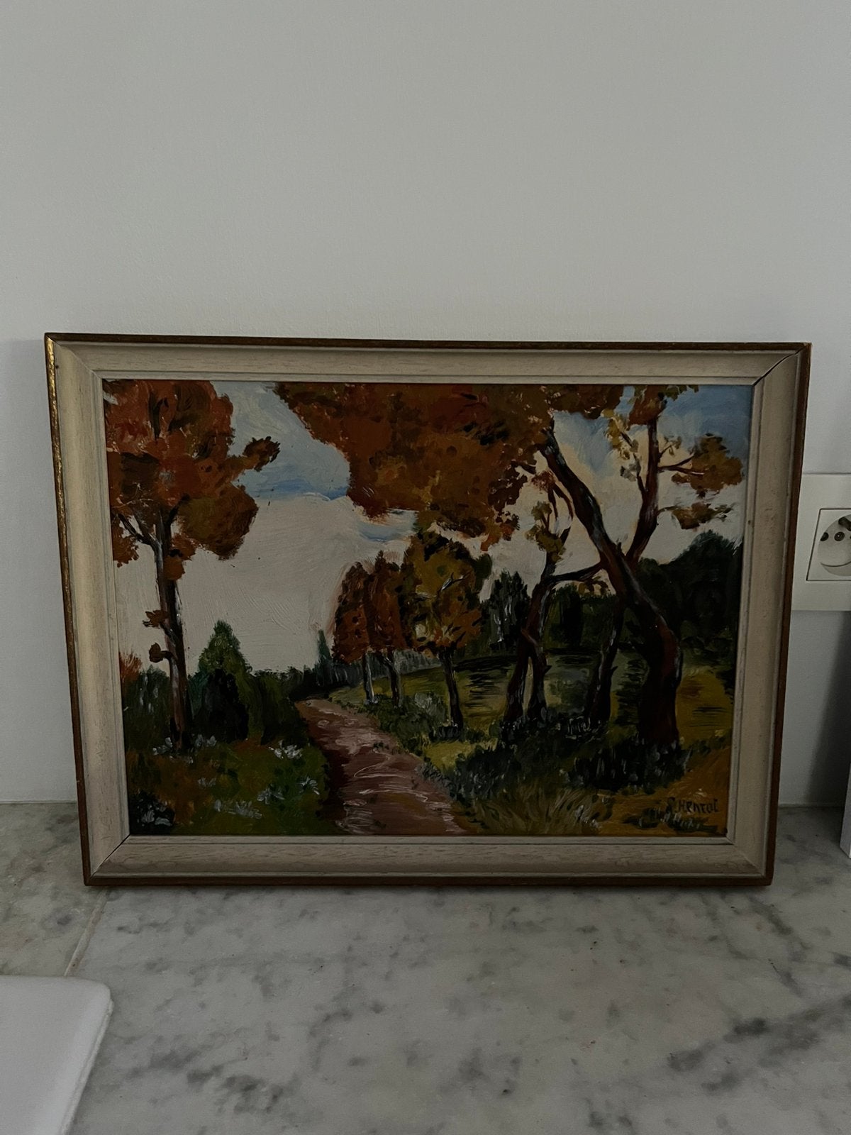 KUNST SCHILDERIJ OLIE OP DOEK KADER LIJST LANDSCHAP, Antiek en Kunst, Ophalen of Verzenden, Olieverf, Landschap, Doek