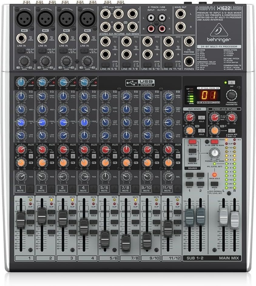 Console de mixage Behringer Xenyx X1622USB, Musique & Instruments, Tables de mixage, Comme neuf, 10 à 20 canaux, Entrée micro